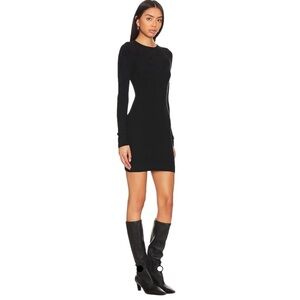 Good American Cozy Rib Long Sleeve Minidress Black Small LBD sexy